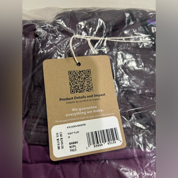 Patagonia Women’s M Medium Down Sweater Puffer Jacket Night Plum Purple NWT - Picture 5 of 14